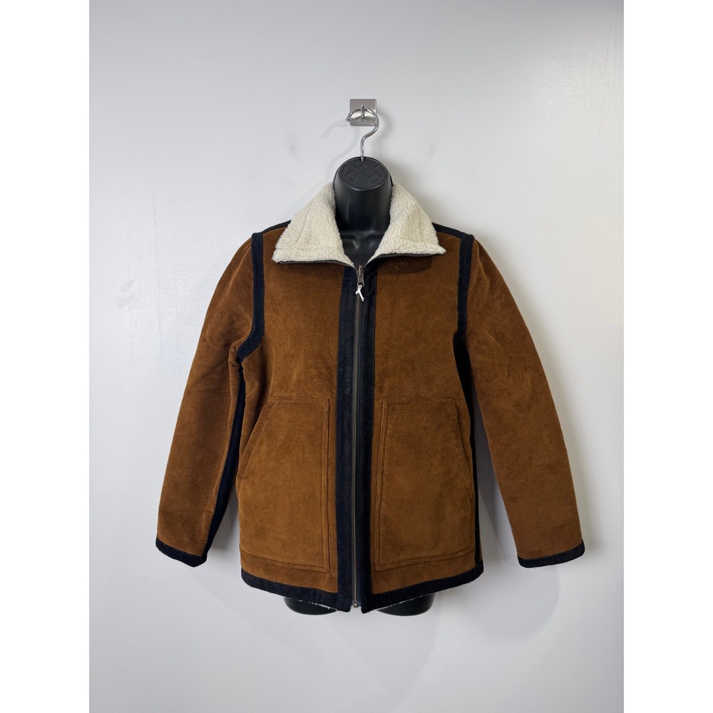 Marine Layer Women Brown Corduroy Jacket Faux Shearling Trim XS